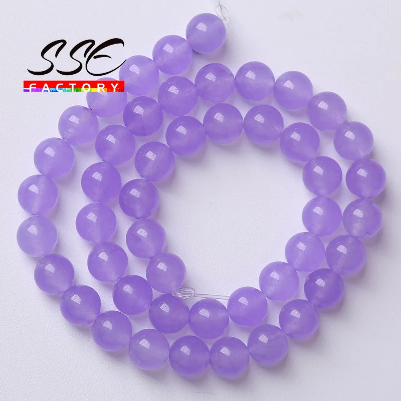 Natural Lavender Purple Chalcedony Jades Beads Round Stone Beads For Jewelry Making DIY Bracelets Accessories 4 6 8 10 12 14mm