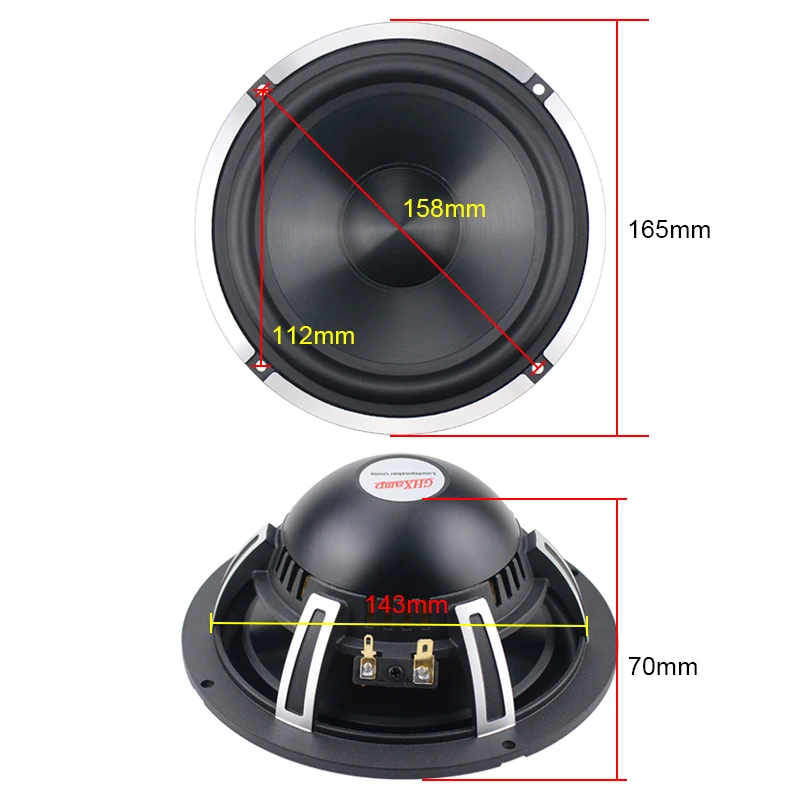 GHXAMP 6.5 Inch Car Speaker Mid-Bass woofer Aluminum Ceramic Neodymium Car CD Horn Cast Aluminum Basin Powerful 4OHM 25-50W 48Hz