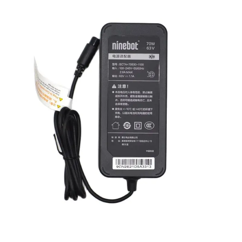 

Original Charger for Ninebot Mini and Pro Balance Car Self-Balancing Scooter 63V 1.1A 70W 2Nd Power Adapter with Cable