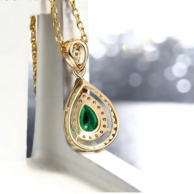 Bague Ringen, элегантное винтажное серебро 925, ювелирное изделие, в форме капли воды, драгоценный камень, кулон, изумруд, ожерелье для женщин, подарок на день матери