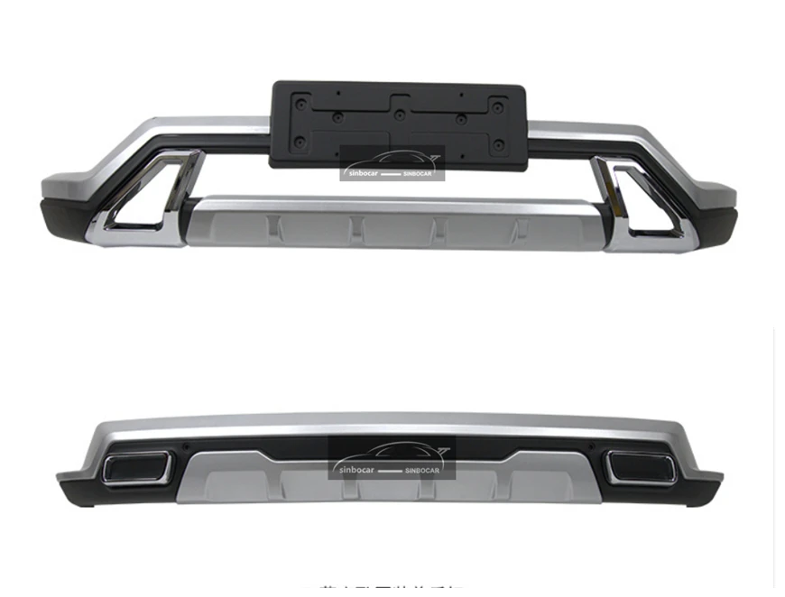 Car ABS Front+Rear Bumper Protector Sill Plate Cover Trunk Guard For Mitsubishi Eclipse Cross Car Styling Bumper Protector - Color: Front Rear Bumper