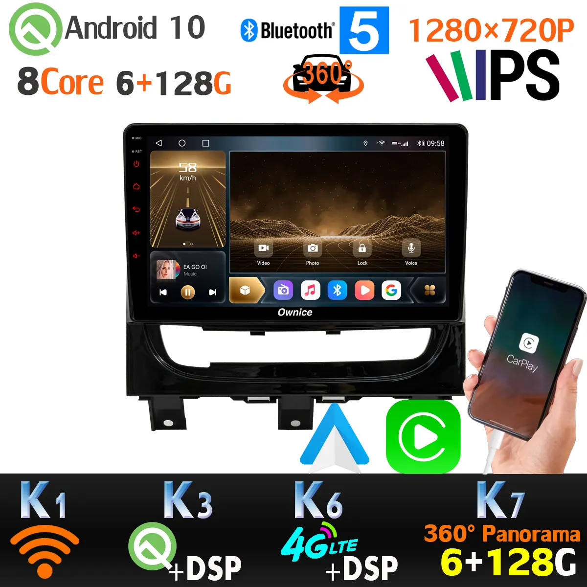 360 Panoramic camera Android 10.0 6G+128G GPS Navi Radio CarPlay SPDIF DSP Car Multimedia Player for Fiat Strada ldea 2012-2016 |