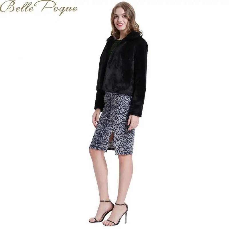 Belle Poque, короткое пальто для женщин, зимнее пальто из искусственного меха, элегантные толстые теплые Топы с длинным рукавом, черные лацканы, тонкая женская куртка