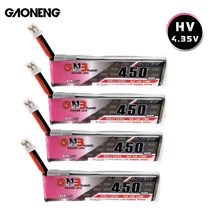 Gaoneng gnb 1s hv 4.35v 450mah lipo bateria 80 com plugue ph2.0 para rc fpv pequeno zangão tiny7