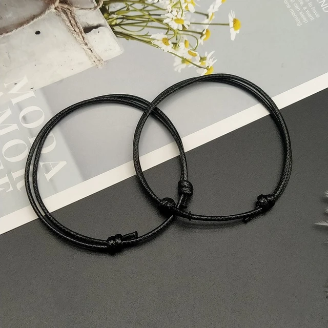 Vnox-Bracelets de cheville noirs pour hommes, bracelet en ULtressée à la  main, rinçage des pieds nus pour garçon, bijoux de pied d'été pour la plage  et les vacances - AliExpress