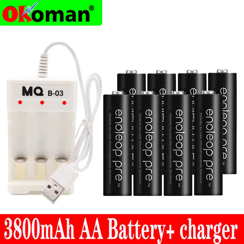 Figh качество 1 2 V 3800mAh NI MH AA предварительно Заряженная NI-MH аккумуляторная батарея aa