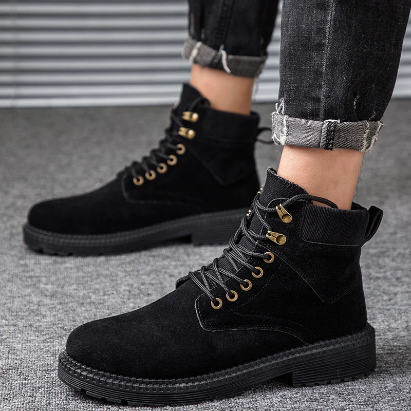 Men's high-top Martin boots classic men's shoes outdoor tooling shoes weaving laces inside breathable wear-resistant outsole