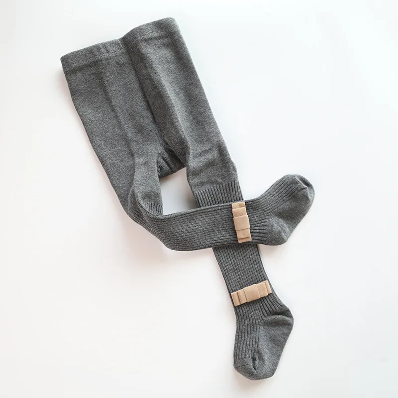 dark grey bowknot От 0 до 4 лет; хлопковые колготки для маленьких девочек; детские колготки; сезон весна-осень-зима; вязаные колготки для малышей; красивые брюки; леггинсы - Цвет: dark grey bowknot