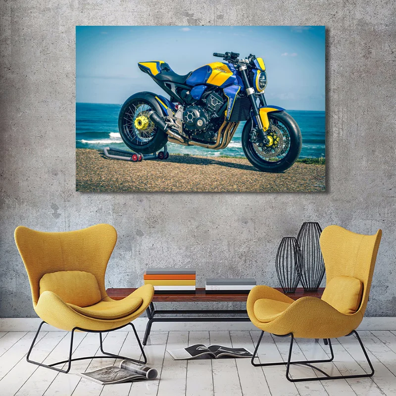 Современные художественные плакаты и принты Honda CB1000R NEO Спорт Мотоцикл Пляж океан Настенная картина холст живопись Декор для гостиной