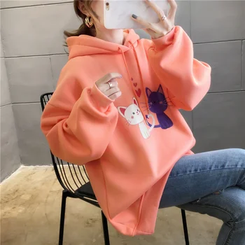 

plus size streetwear sudaderas mujer 2019 oversized women clothes hoodies sweatshirt kawaii sweat velvet fleeces female A5633