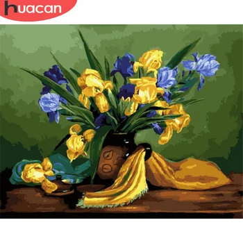 

HUACAN Painting By Number Drawing On Canvas HandPainted Paint Art Gift DIY Pictures By Number Flower In Vase Kits Home Decor