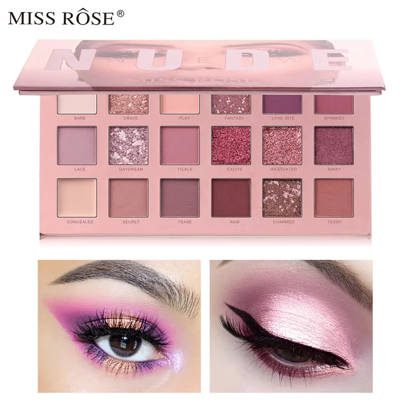 Miss Rose тени для век Pallete 18 цветов красочный мерцающий матовый перламутровый телесный водонепроницаемый профессиональный Палитра теней для век тени для век