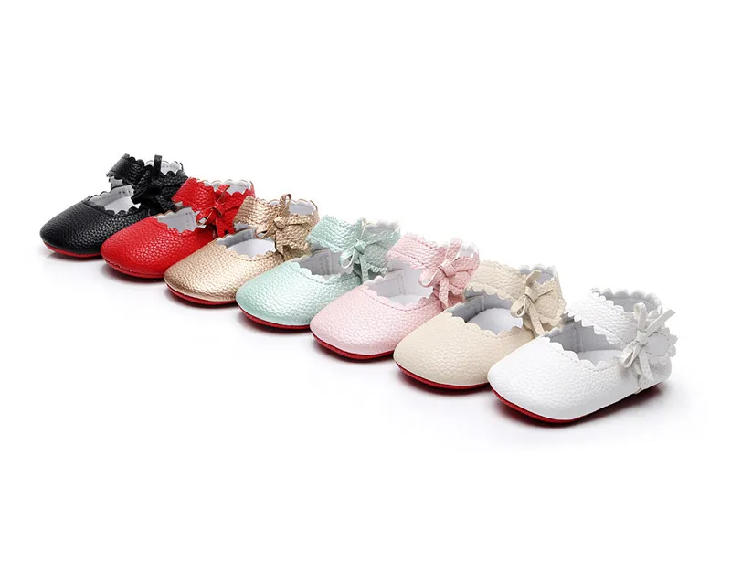Cute Toddler Baby Girl Shoes First Walkers Moccasins Soft Sole Bow Princess Newborn Infant Girls Shoes Footwear PU Waterproof