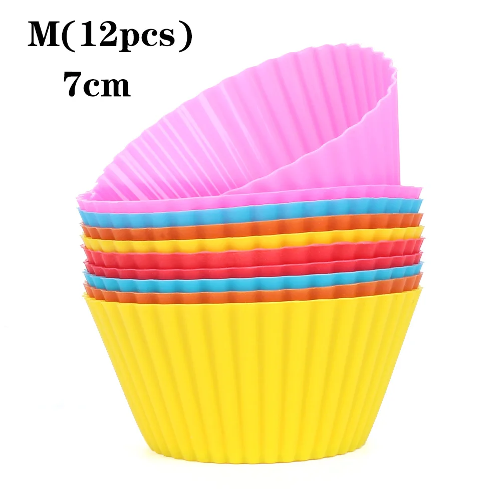 M 12PCS 6/12 шт силиконовая форма для выпечки чашки многоразовые формы для маффинов, оболочка пресс-формы для выпечки вкладыш DIY Кондитерские Десертные приборы для дома и Кухня аксессуары - Цвет: M 12PCS