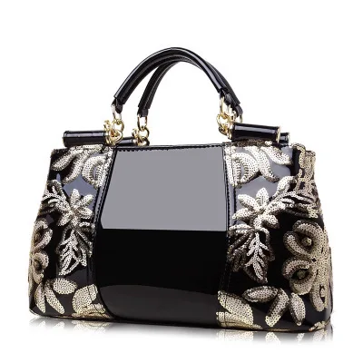

2019 New Style Europe And America Style Handbag Ladies' Simple Large Capacity Bag Bright Surface Gloss Lamination Patent Leather