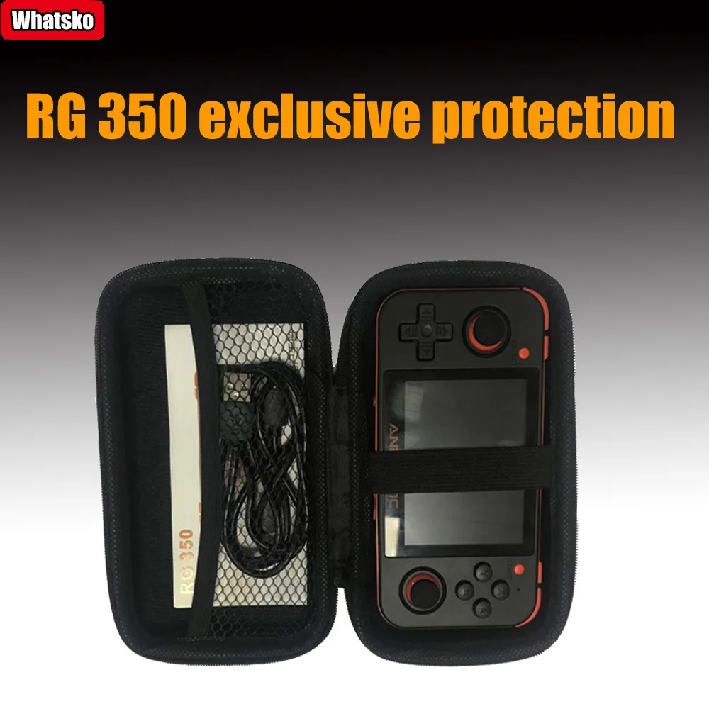 Whatsko Ретро игровая консоль, портативная мини-игровая консоль, RG350/miyoo max защитная сумка+ 64 Гб SD, встроенный 170+ PS1 игры