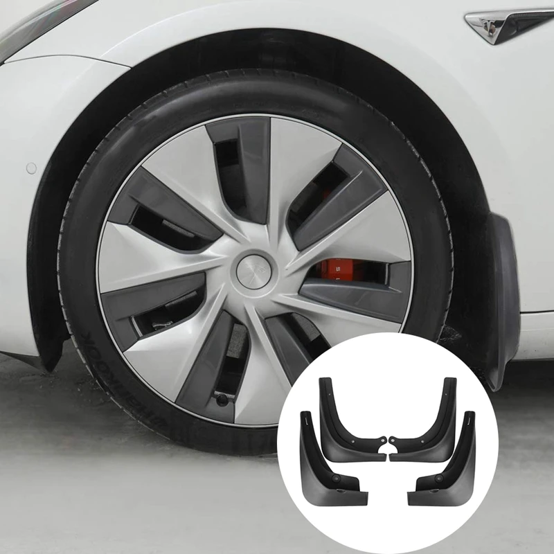 4 шт. комплект Брызговики для Tesla модель 3 литой передний и задний крыло крышка Черный Abs