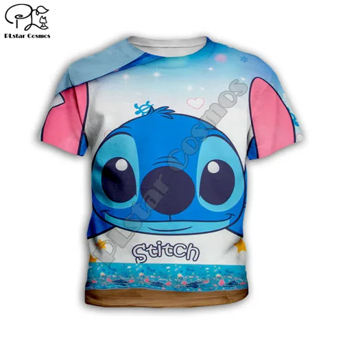 

Kids Sets Summer Suit Stitch Anime Toddler 3D tshirt Blue Casual Shorts Children Tops Short Tees Cartoon boy girl t shirts 005