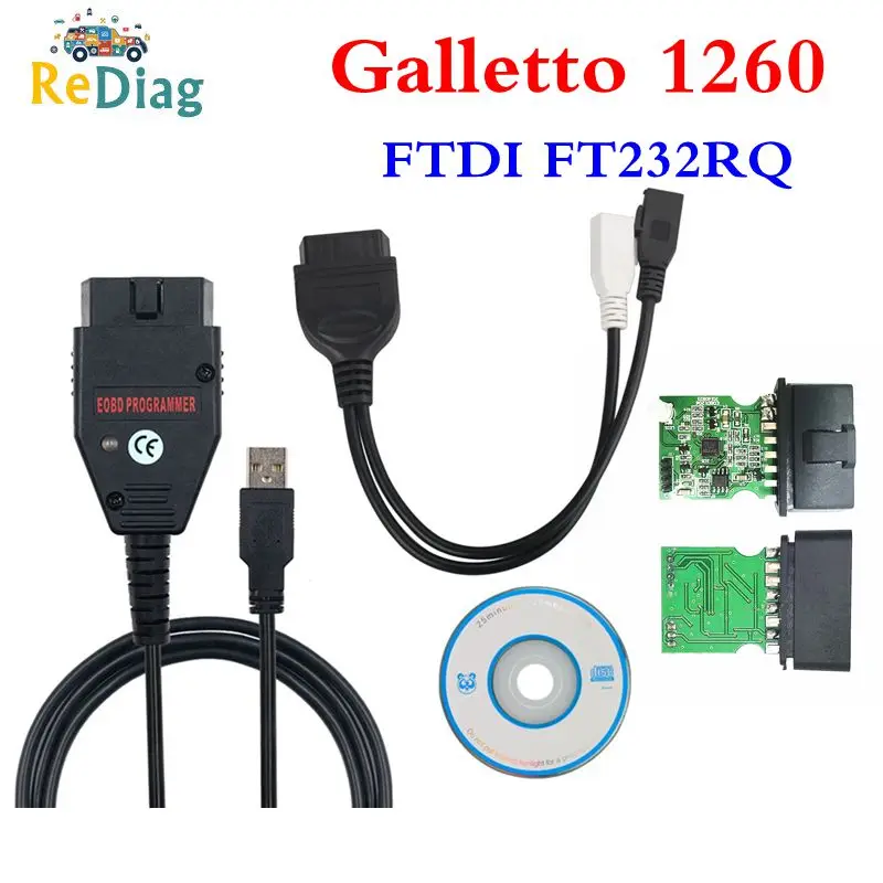 Galletto 1260 Ecu Chip Hangoló Eszköz Eobd Flasher Ecu Flasher Green Pcb Ftdi Ft232Rq Read & Write Ingyenes Szállítás