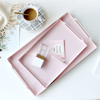 

Nordic Ins Colorful Macaron Color Metal Stainless Steel Rectangular Tray Multifunctional Family Storage Plate Serving Plate