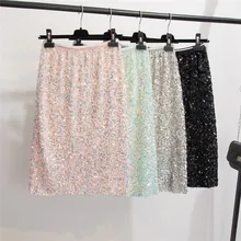 1218 юбка женская новая Ретро блестящая расшитая блестками цветная юбка