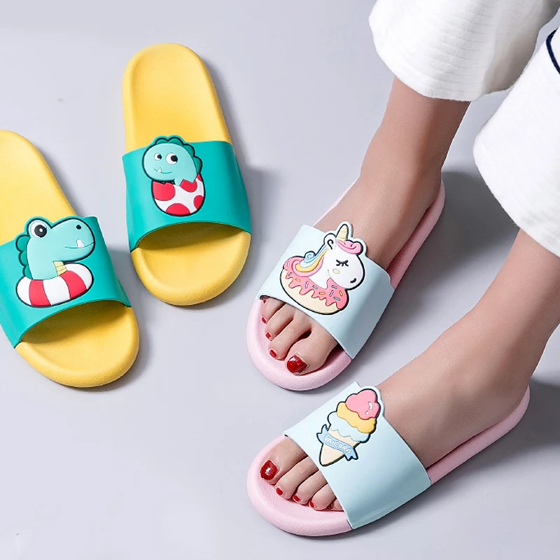 

Ins Summer Slides Women Slippers Cartoon Animal Unicorn Beach Slides Flip Flops Non-slip Slide Sandals Women Men Couple Shoes