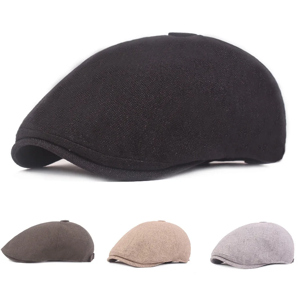Summer Beret Caps For Men Women Vintage News Boy Cap Linen Outdoor Hats Brand Sun Hat Golf Driving Unisex Duckbill Caps