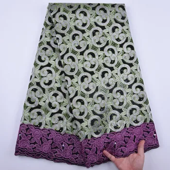 

New Arrival African Swiss Cotton Lace Fabric Latest Design Swiss Voile Lace In Switzerland With Stones For Nigerian Dress F1859