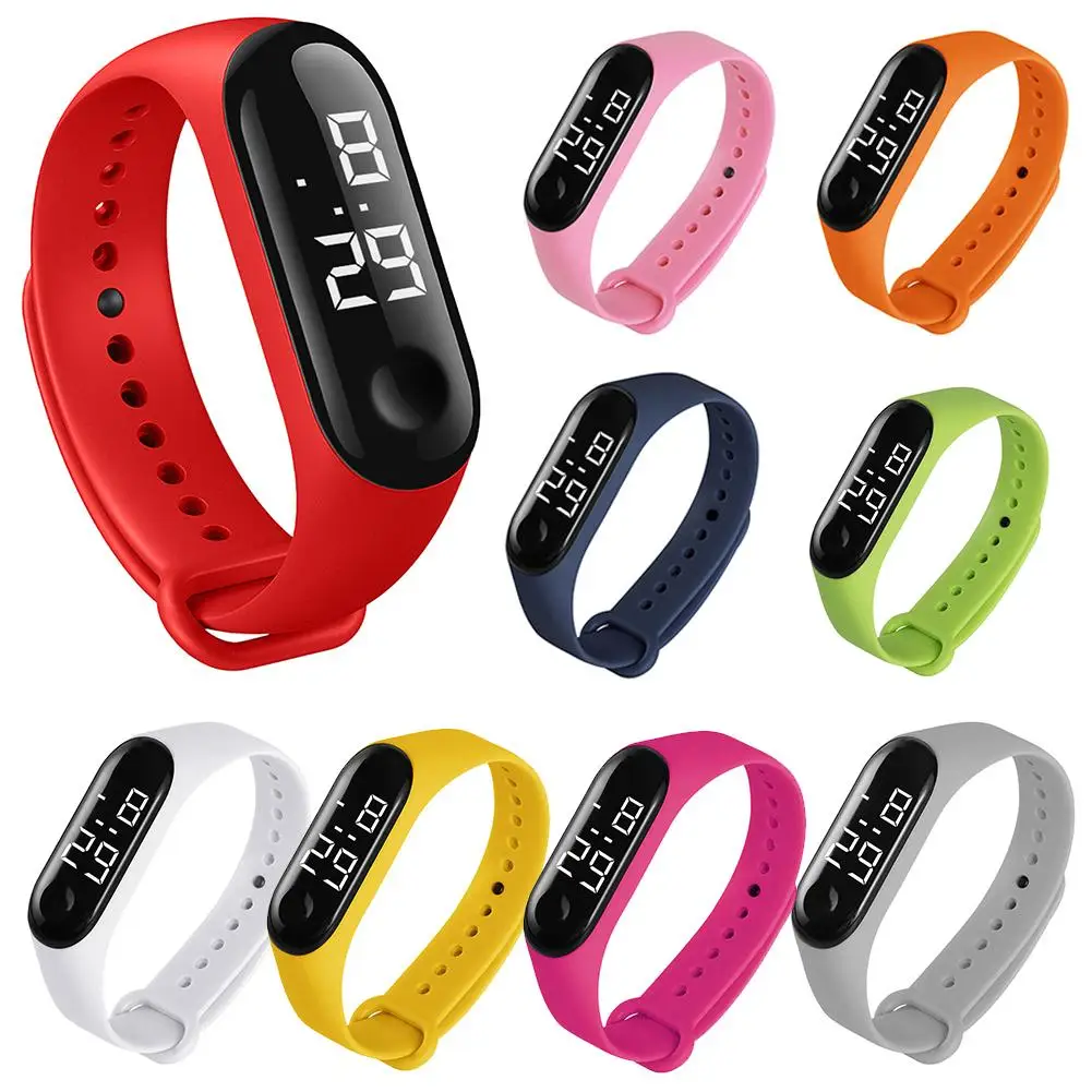 

Smart Bracelet M3 Children Kids Solid Color Adjustable Strap LED Digital Electronic Wrist Watch