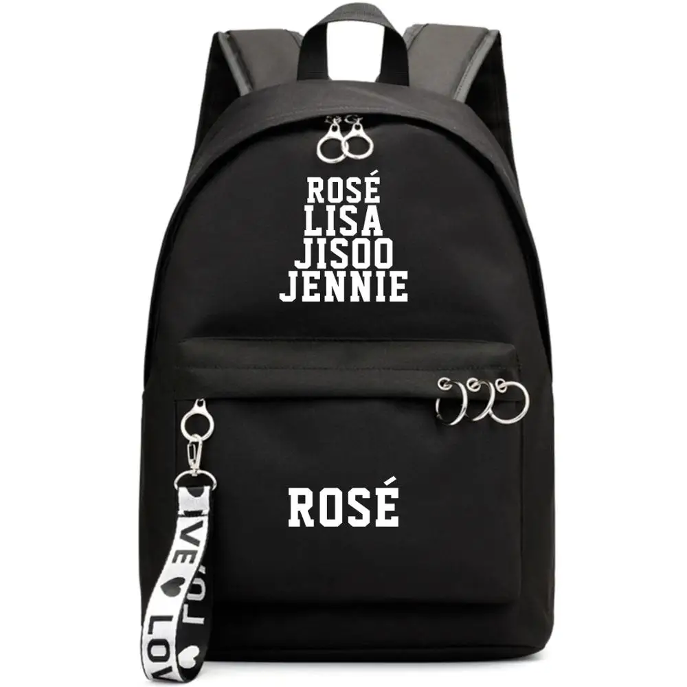 Style 16 Blackpink вентиляторы черный розовый рюкзак школьный книги сумки Mochila дорожные сумки ноутбук кольцо с изображением ленты рюкзак в форме круга розовый черный - Цвет: Style 16