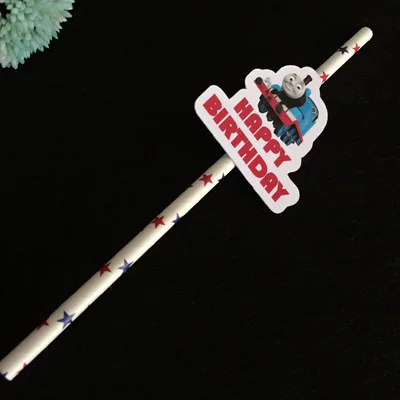 BIRTHDAY straw 8pcs Томас все для праздника столовые приборы вставка для торта тема вечерние принадлежности украшение на детский день рождения одноразовая Праздничная посуда - Цвет: BIRTHDAY straw 8pcs