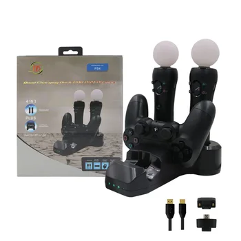 

4 in 1 PS 4 Move Motion VR PSVR LED Joystick Charger Stand Controller Charging Station Dock for PS VR Move PS4/Slim/Pro Gamepad