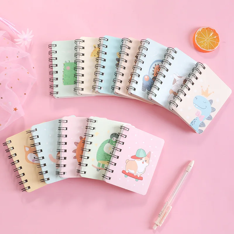 Anillo Kawaii-carpeta con espiral A7, minilibro de bolsillo para dibujar, papelería coreana, suministros escolares, lindos animales, cuadernos de escritura