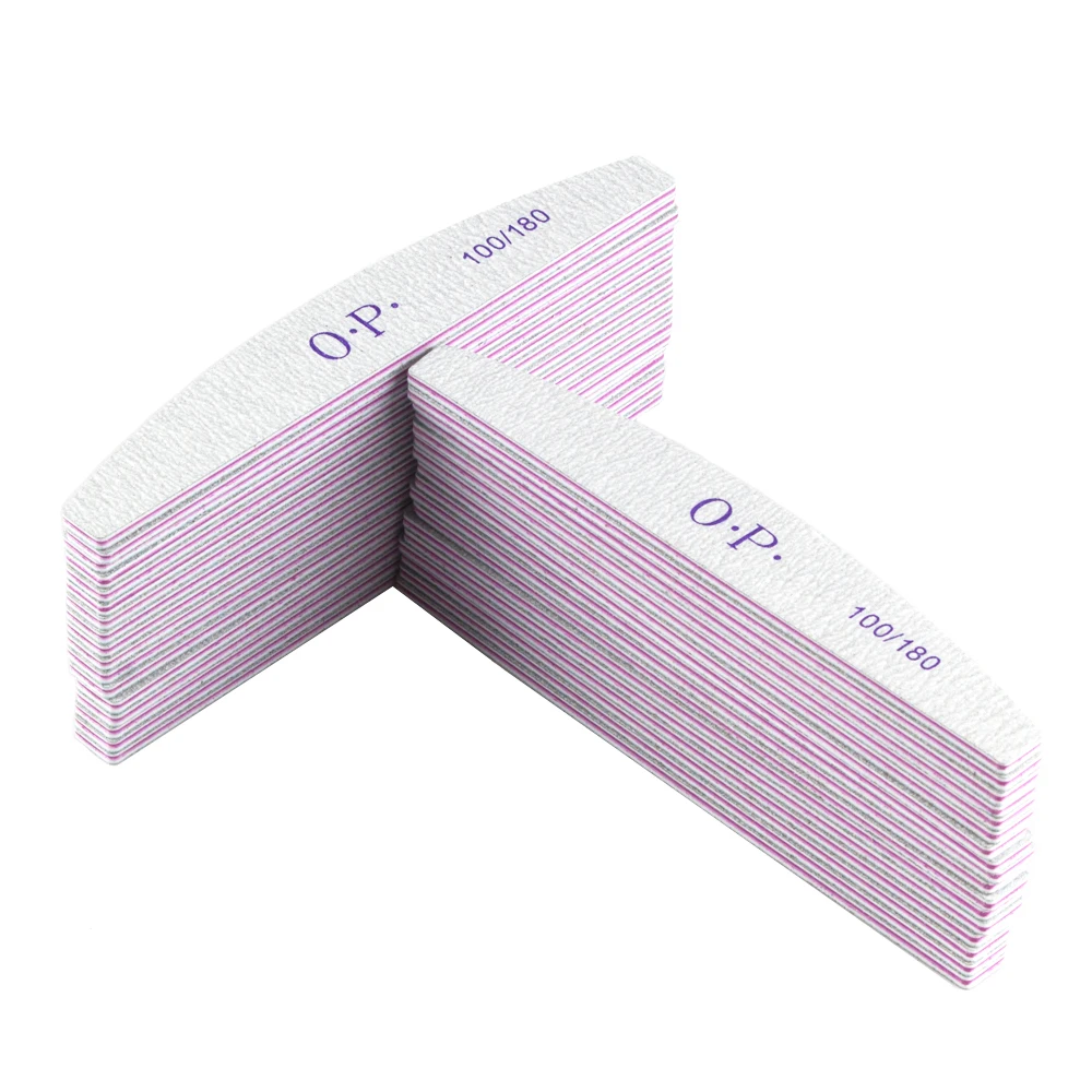 50 шт./лот 100/180 пилочка для ногтей шлифовальная УФ-Гель-лак для маникюра наждачная бумага для ногтей Полировочная пилка для педикюра шлифовальный инструмент для дизайна ногтей
