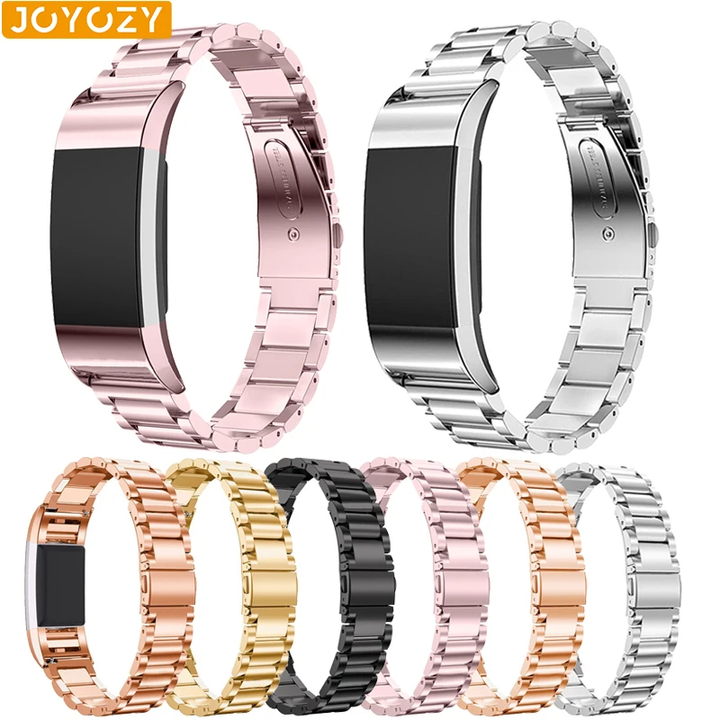 Ремешок Joyozy для часов fitbit charge2 из нержавеющей стали с серебристым розовым