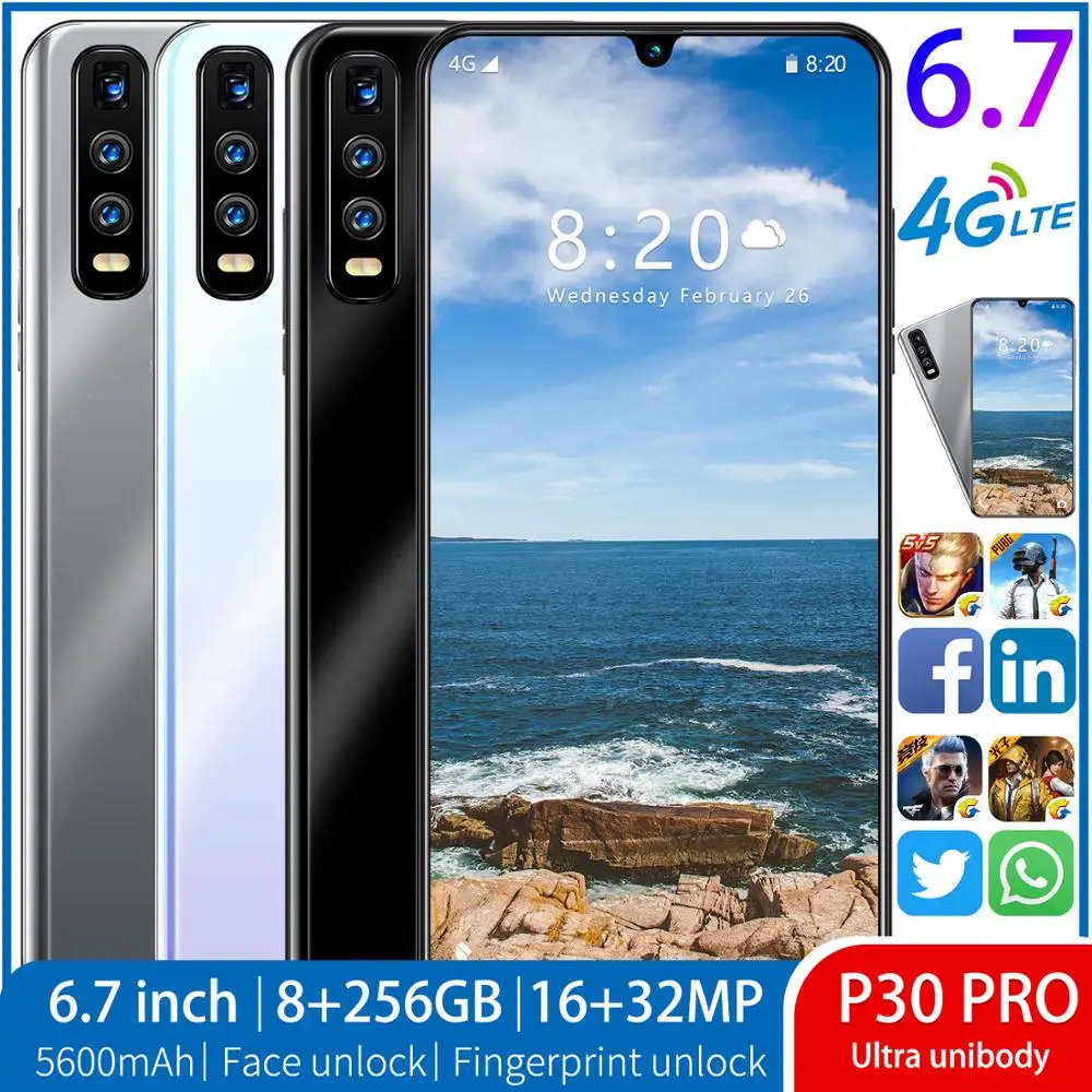 2020 P30Pro Mobile Phone 8G 256G Dual SIM Card 6.7