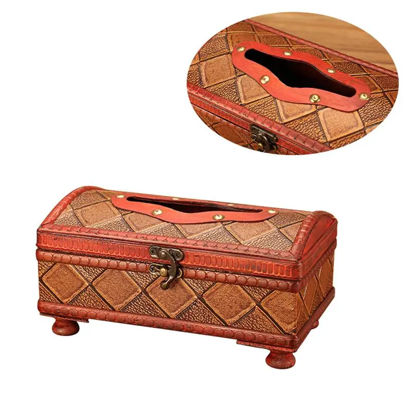 Wooden Tissue Box Holder Kitchen Tissue Box Organizer Desktop Napkin Case Paper Storage Box Decorative Crafts Container 2