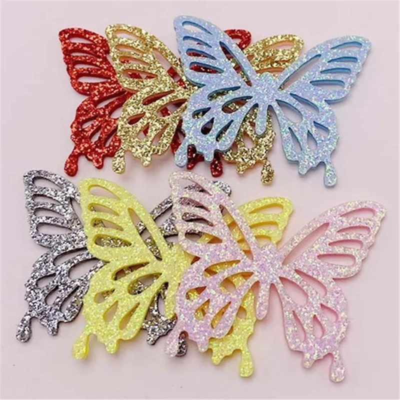 Sewing Pins Craft Supplies Chenille Craft Supplies Doll Handmade Accessories 10 Pcs Glitter Butterfly Christmas Decoration Felt Sewing Accessories Patch Hairpin Flower Material DIY Handwork Craft Supplies
