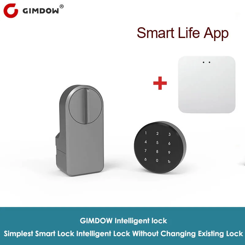 smart door knob GIMDOW smart door lock Digital Password Bluetooth-compatible Intelligent Sticker Installation Tuya smart APP Electronic  Lock proximity card reader with keypad Access Control Systems