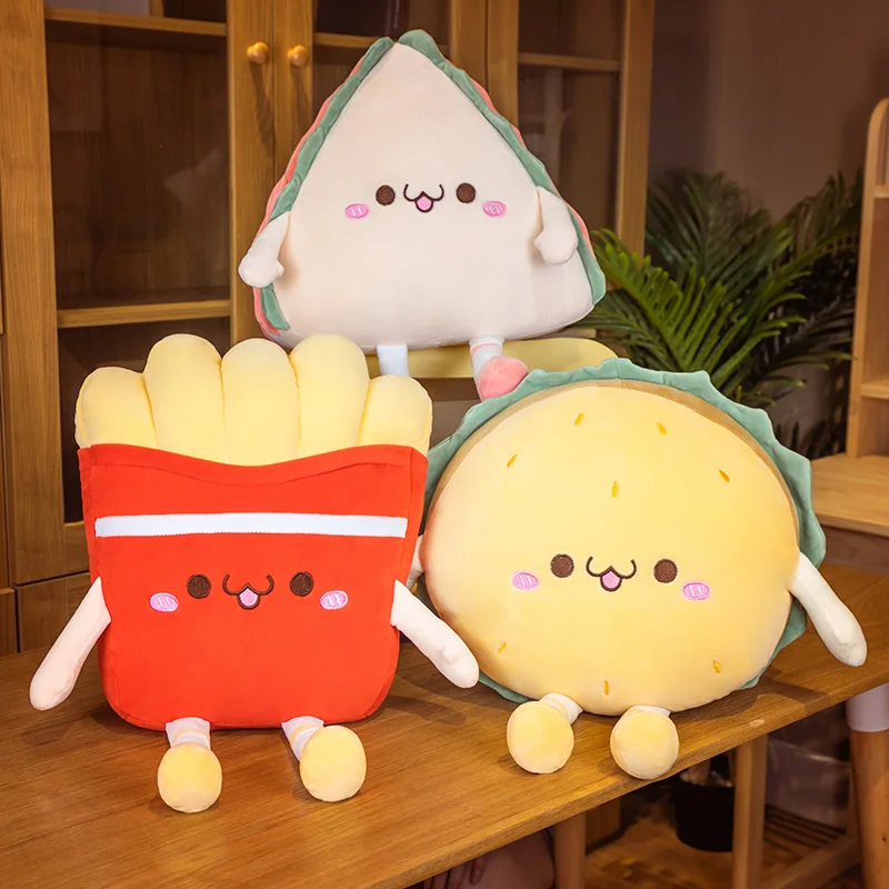 

Lovely Reallike Food Hamburger Sandwich French Fries Plush Toy Kawaii Stuffed Pillows for Home Sofa Back Cushion Nice Gift