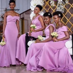 Elegant One Shoulder Lilac Bridesmaid Dresses Mermaid Style 2021 Simple Satin Long Women Party Gowns Robe De Soiree Cheapest