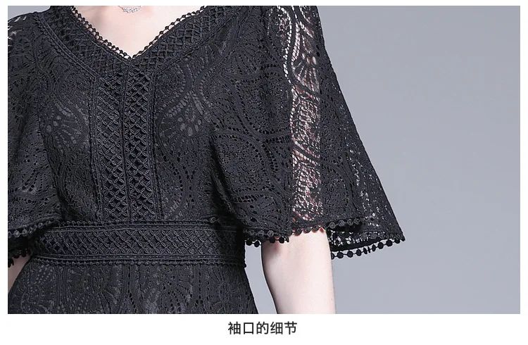 S-xxl весенне-летнее женское платье с узором пейсли, черное кружевное платье с v-образным вырезом и Расклешенным рукавом, ТРАПЕЦИЕВИДНОЕ ПЛАТЬЕ до колена