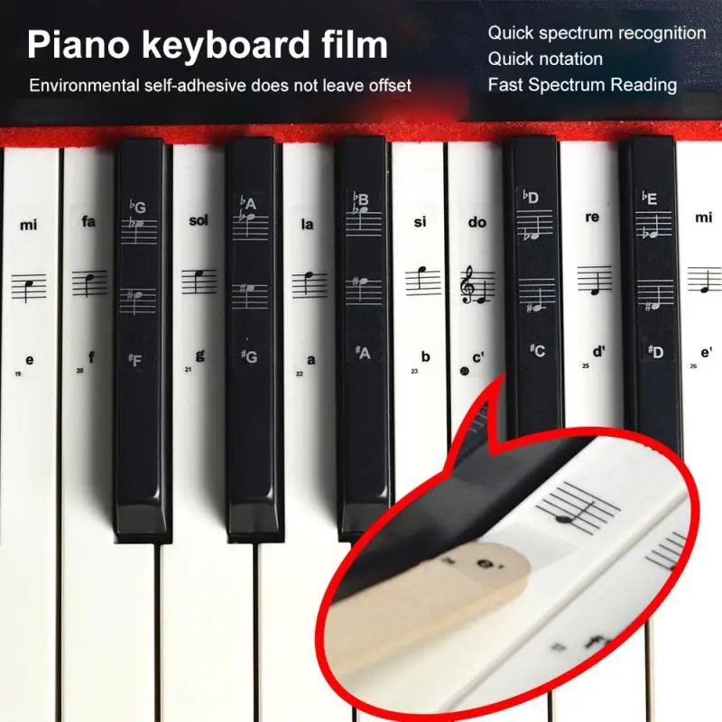 61 teclas 88 teclas removível piano para etiquetas chaves teclado de piano  adesivos piano ancinho notas