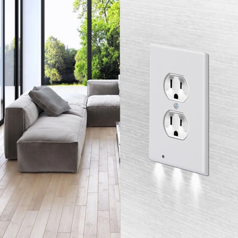 

Plug Cover Night Light Built-in Light Sensor Wall Snap Power Duplex Outlet Wall Plate With LED Night Lights For Bathroom US Plug