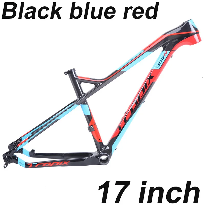 Дешевая рама карбоновая для горного велосипеда 27,5 er 142 мм* 12 мм через ось велосипедная Рама T800 углеродное волокно 15 17 дюймов bb90 650B MTB xc 2019new - Цвет: Black blue red 17