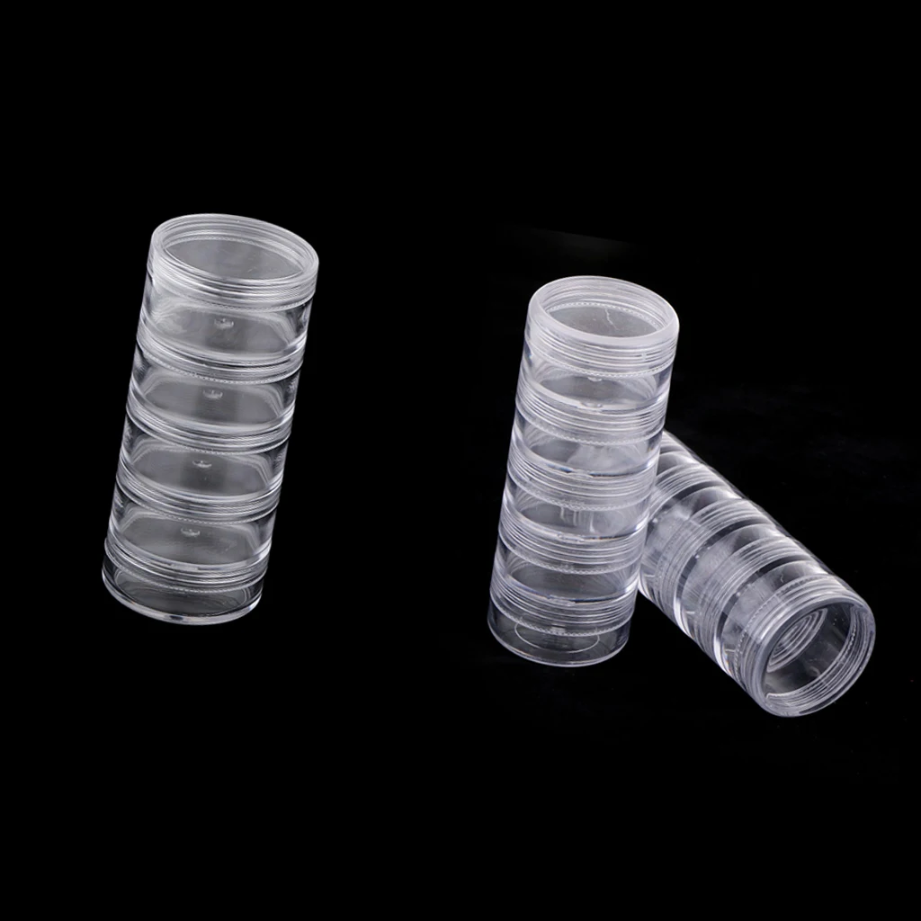3Sets 5 Stackable Clear Jar Small Item Storage Box Screw Jar Nail Art Containers