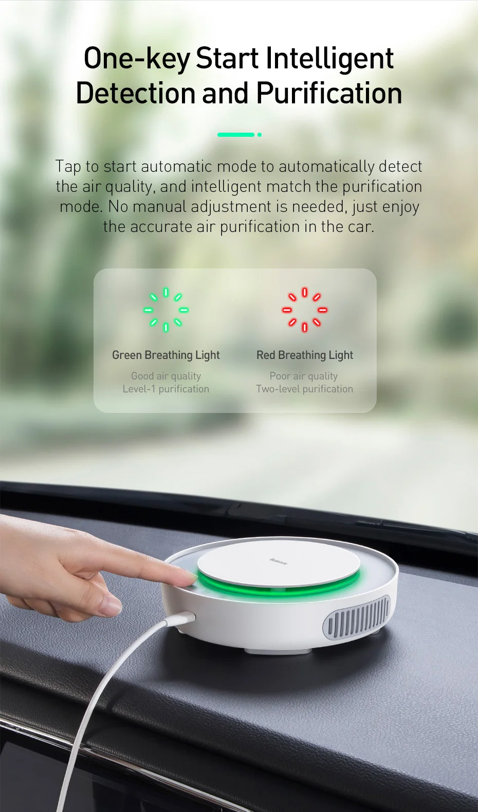 Автомобильный очиститель воздуха Baseus, освежитель воздуха, мини Электрический автоматический ионизатор воздуха, очиститель, увлажнитель воздуха для дома, офиса, автомобиля, испаритель, освежитель воздуха