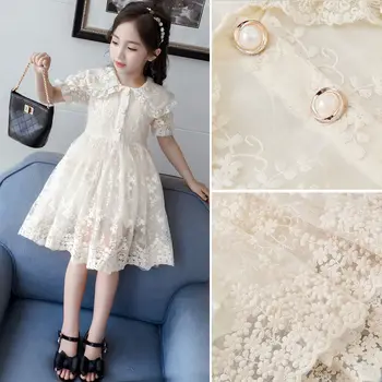 

Summer Sleeveless Girls Dress Lace Flower Princess A-Line Kids Birthday Children Clothing Toddler Casual Dress for Girls 3-8Yrs
