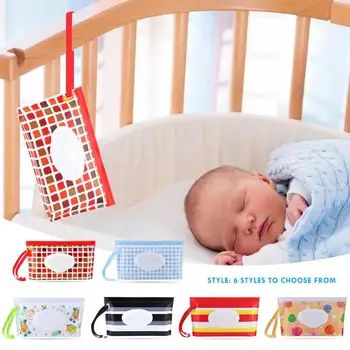 

Portable Fashion Wipes Carrying Case Clutch Wet Tissue Bag Snap Strap Wipe Container Clamshell Cosmetic Pouch Wet Tussue Case