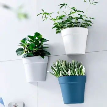 

4pcs Wall Mounted Plant Flower Pot Self Adhesive Hanging Vase Bonsai Planter Container Home Garden Decoration